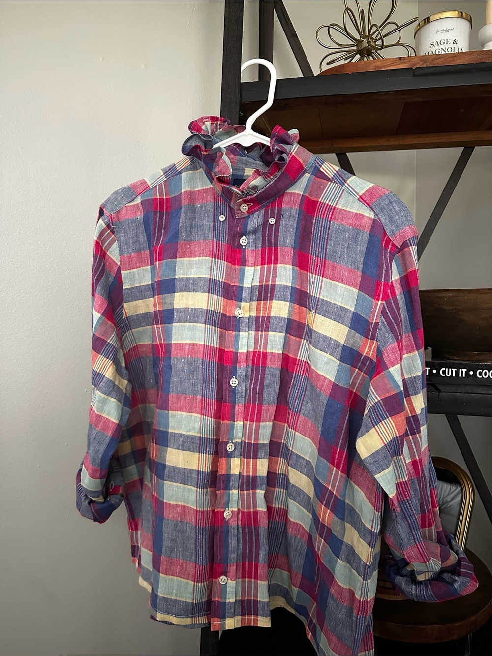 Polo by Ralph Lauren Ruffle Collar Shirt 100% Linen